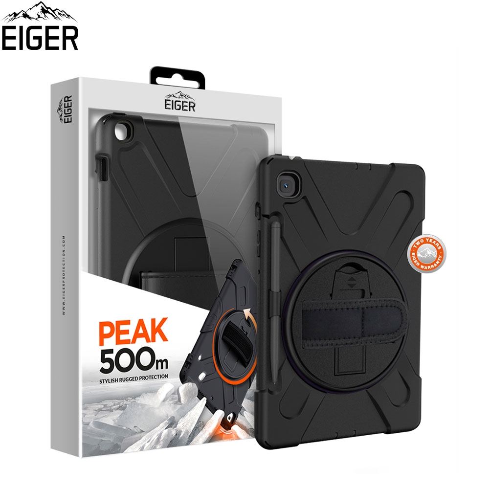 Samsung Galaxy Tab S6 Lite Peak 500m Hybrid Outdoor Hardcase Hülle mit Aufsteller + Handschlaufe (EGPE00130) - Schwarz