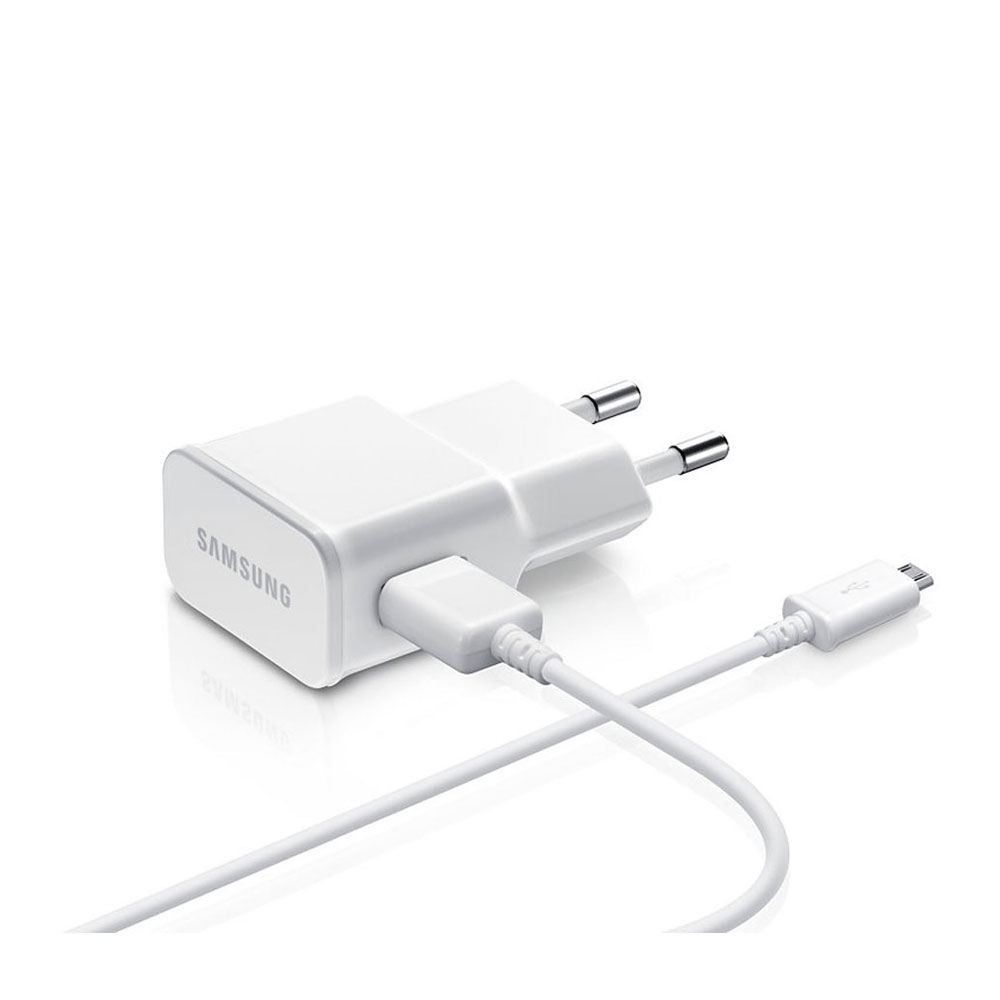 Image of Samsung - (1m) Reise Ladegerät (2A) ETAU90E + Micro USB Ladekabel ECB-DU4AWE - Weiss bei Apfelkiste.ch