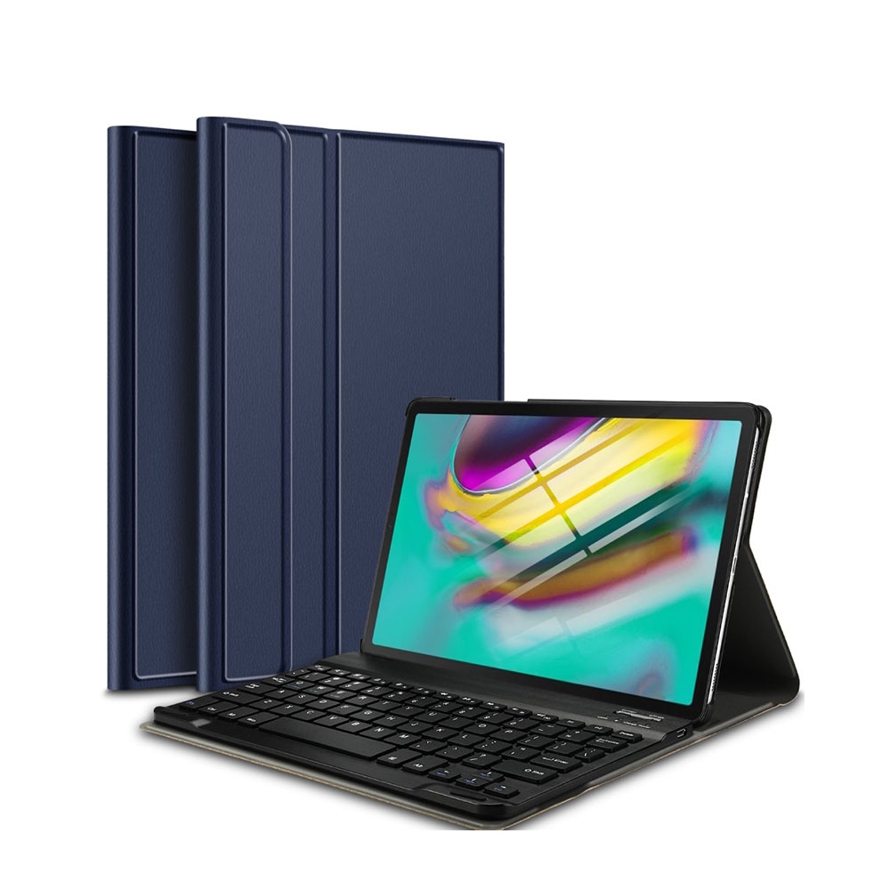 Samsung Galaxy Tab S5e 10.5" Leder Tasche mit abnehmbarer Bluetooth Tastatur (QWERTY) - Blau