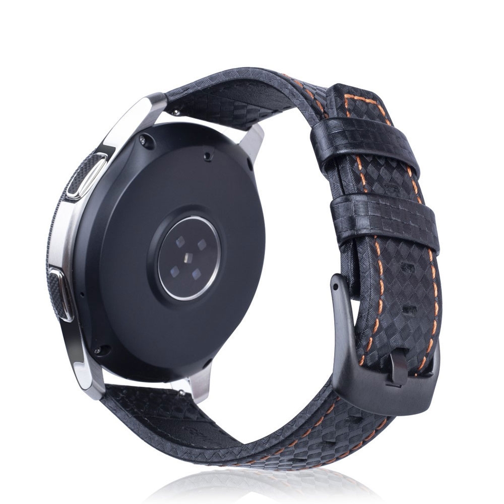 Image of Samsung Galaxy Watch 3 (45mm) Echtleder Armband Carbon Look - Schwarz / Orange bei Apfelkiste.ch