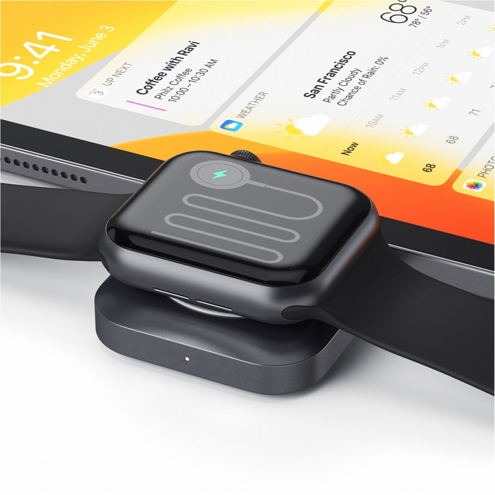 Image of (MFi) Satechi - Apple Watch Magnetisches Qi-Wireless Charger USB C Ladegerät Aluminium (ST-TCMCAWM) - Schwarz / Weiss bei Apfelkiste.ch