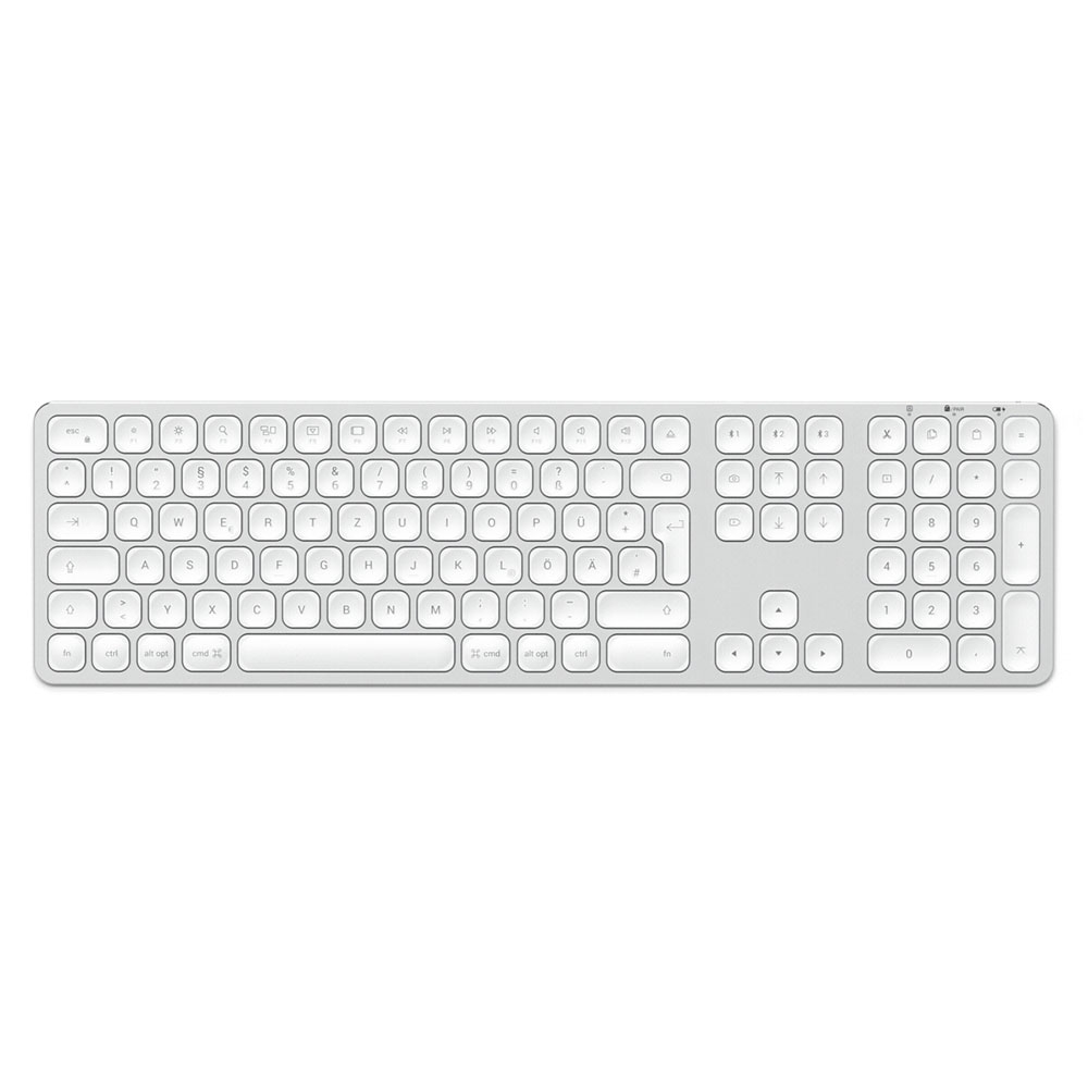Image of Satechi - Bluetooth Aluminium Tastatur Keyboard Deutsches Layout MultiSync + Zahlenblock (QWERTZ) - Silber bei Apfelkiste.ch