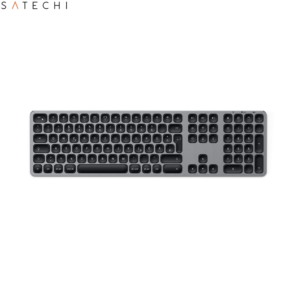 Bluetooth Aluminium Tastatur Keyboard Deutsches Layout MultiSync + Zahlenblock (ST-AMBKM-DE) - Space Grau