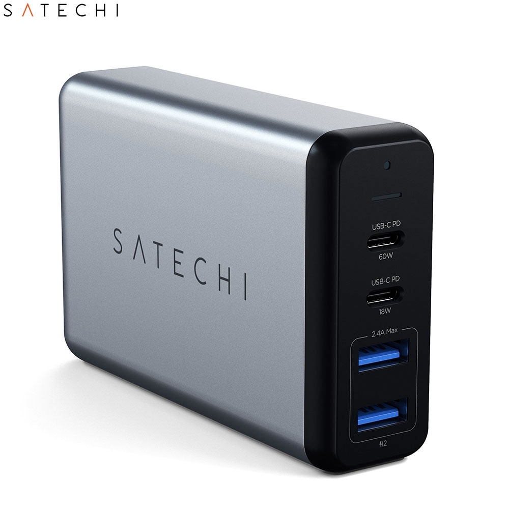 Travel Charger Dual USB C / USB 3.0 Netz Ladegerät (75W) Power Delivery-Technologie (ST-MC2TCAM) - Space Grau