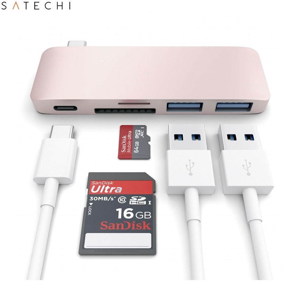 USB C Combo Hub mit Micro-SD/SD-Karten-Slot / 2x USB 3.0 Anschluss (ST-TCUPR) - Roségold
