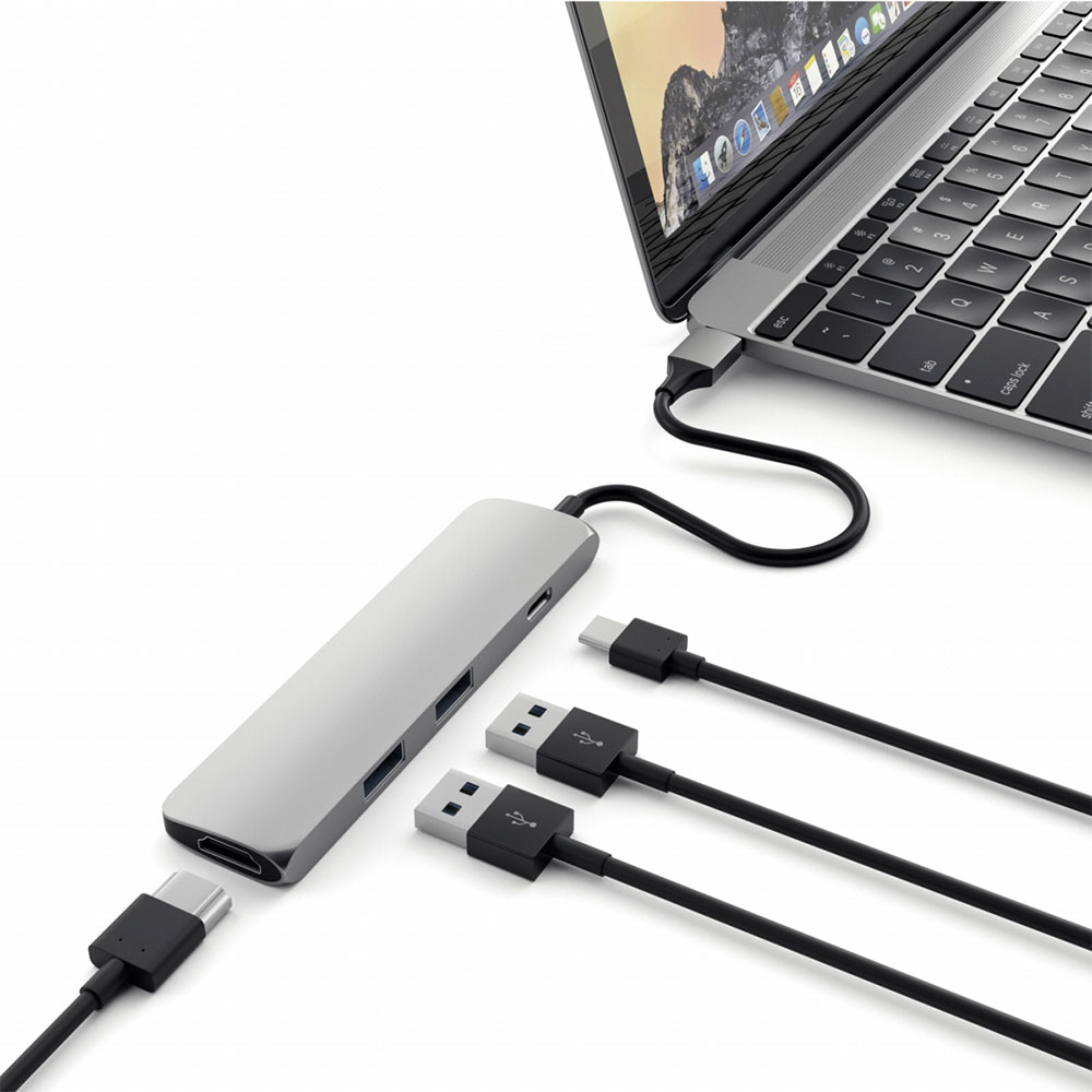 Image of Satechi - USB C Multiport Adapter mit USB C / 4K HDMI / 2x USB 3.0 Anschluss (ST-CMAM) - Space Grau bei Apfelkiste.ch