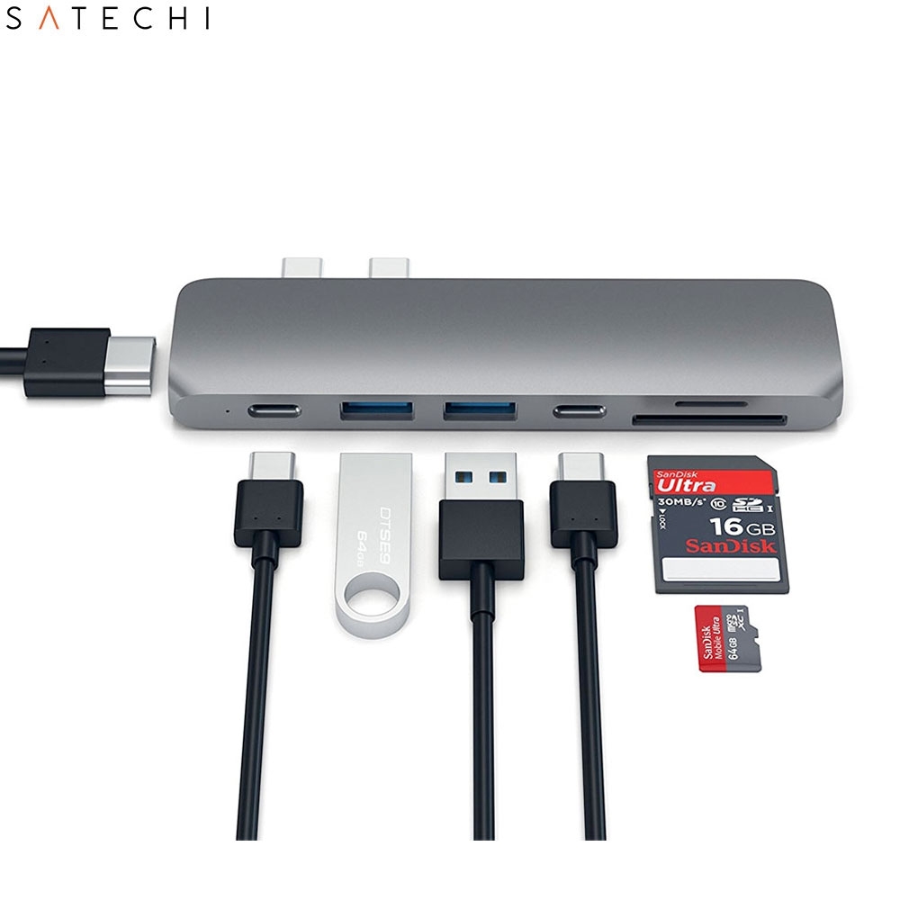 USB C Multiport Pro Hub mit USB C / 4K HDMI / 2x USB 3.0 Anschluss / Micro SD Kartenlesegerät (ST-CMBPM) - Space Grau
