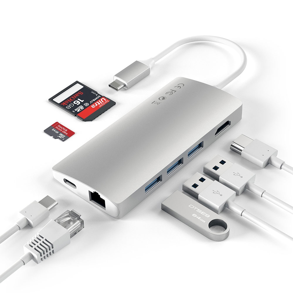Satechi USB C Multiport V2 Hub 4K ST-TCMA2S Silber