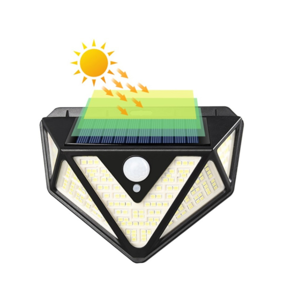 Image of 166 LED's Solar Outdoor Mini Lampe Wandleuchte mit Bewegungsmelder Spritzwasserfest (IP65) - Schwarz bei Apfelkiste.ch