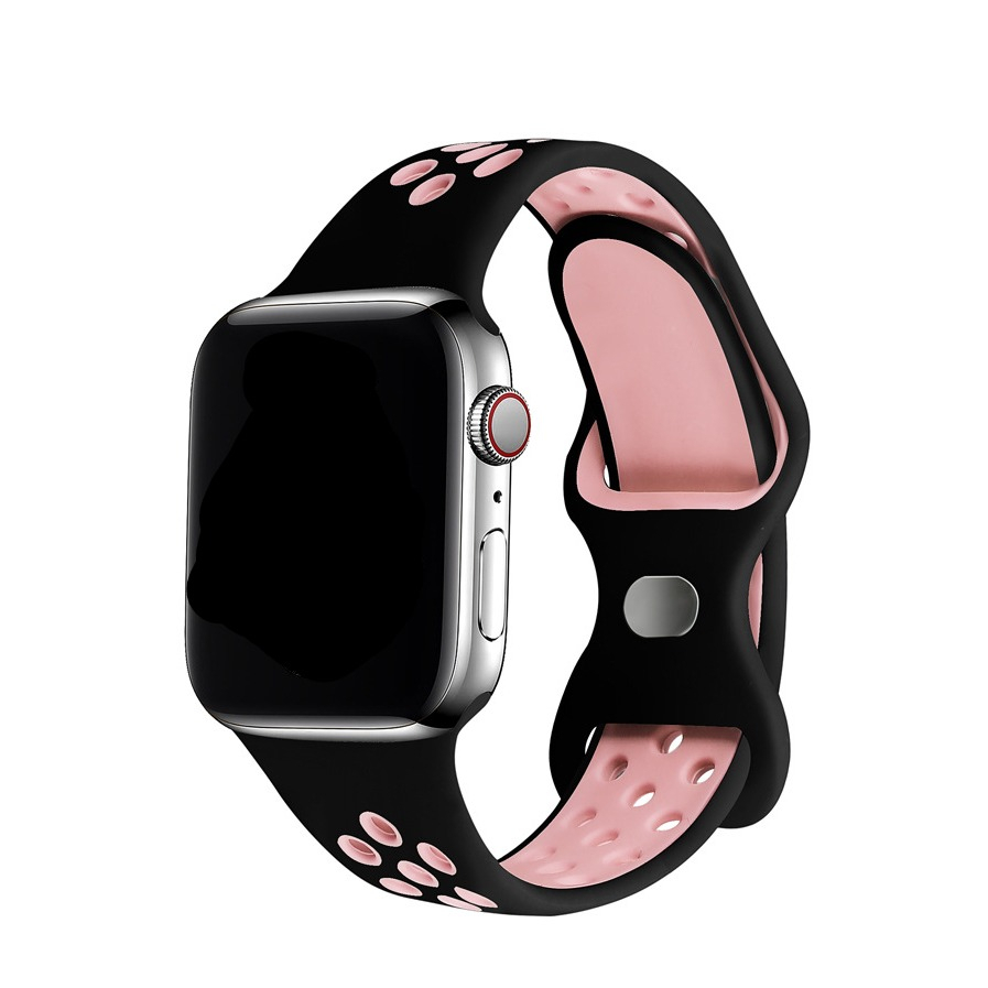 Image of Changee - Apple Watch (45/44/42 mm) Silikon Sport Armband Dual Color (Gelenkumfang: 170-210mm) - Schwarz / Rosa bei Apfelkiste.ch