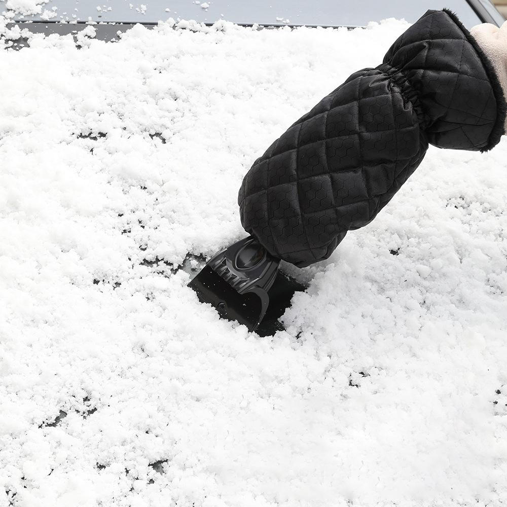 Eiskratzer mit Handschuh Schneeentferner Wasserdichter Handschuh gefüttert  von dickem Vlies für Auto Windschutzscheibe