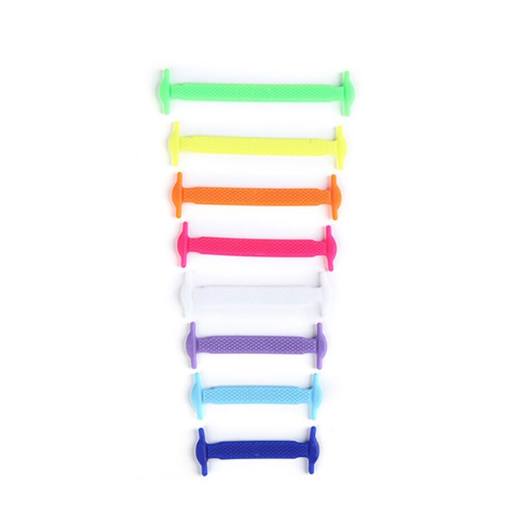 Image of (16er Set) Schleifenlose Flache Schnürsenkel Schuhbändel aus Silikon für Erwachsene (4-7cm) - Bunt bei Apfelkiste.ch
