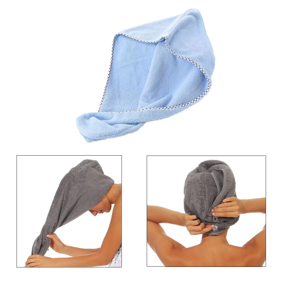 2er Set Haarturban Mikrofaser Turban Handtuch mit Knopf Kopfhandtuch 