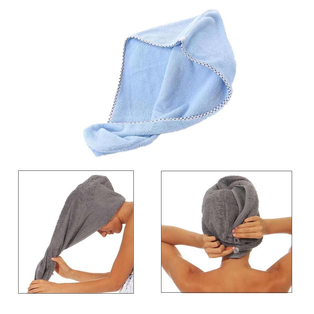 Turban Handtuch mit Knopf Mikrofaser Haarturban 2er Set 