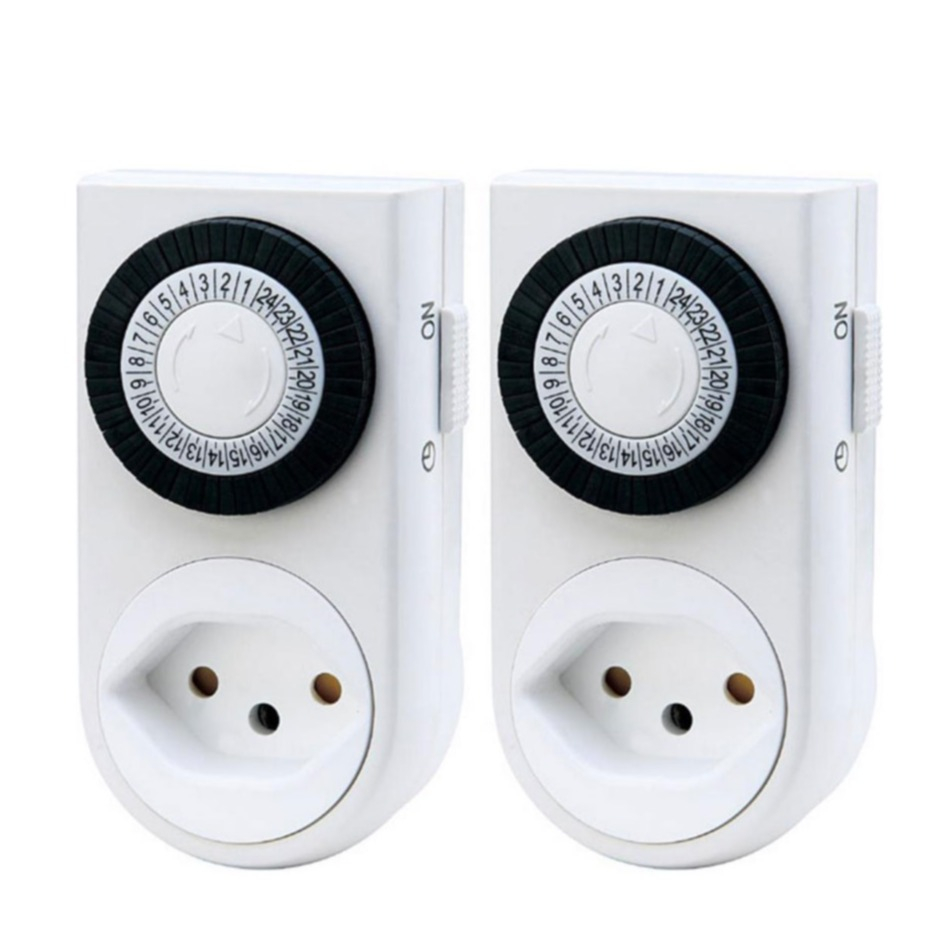 Image of Schönenberger Elektro - (2er Set) Zeitschaltuhr Mechanische Tagesschaltuhr Steckdosen Adapter Schweiz 3-polig (04.2015) - Weiss bei Apfelkiste.ch