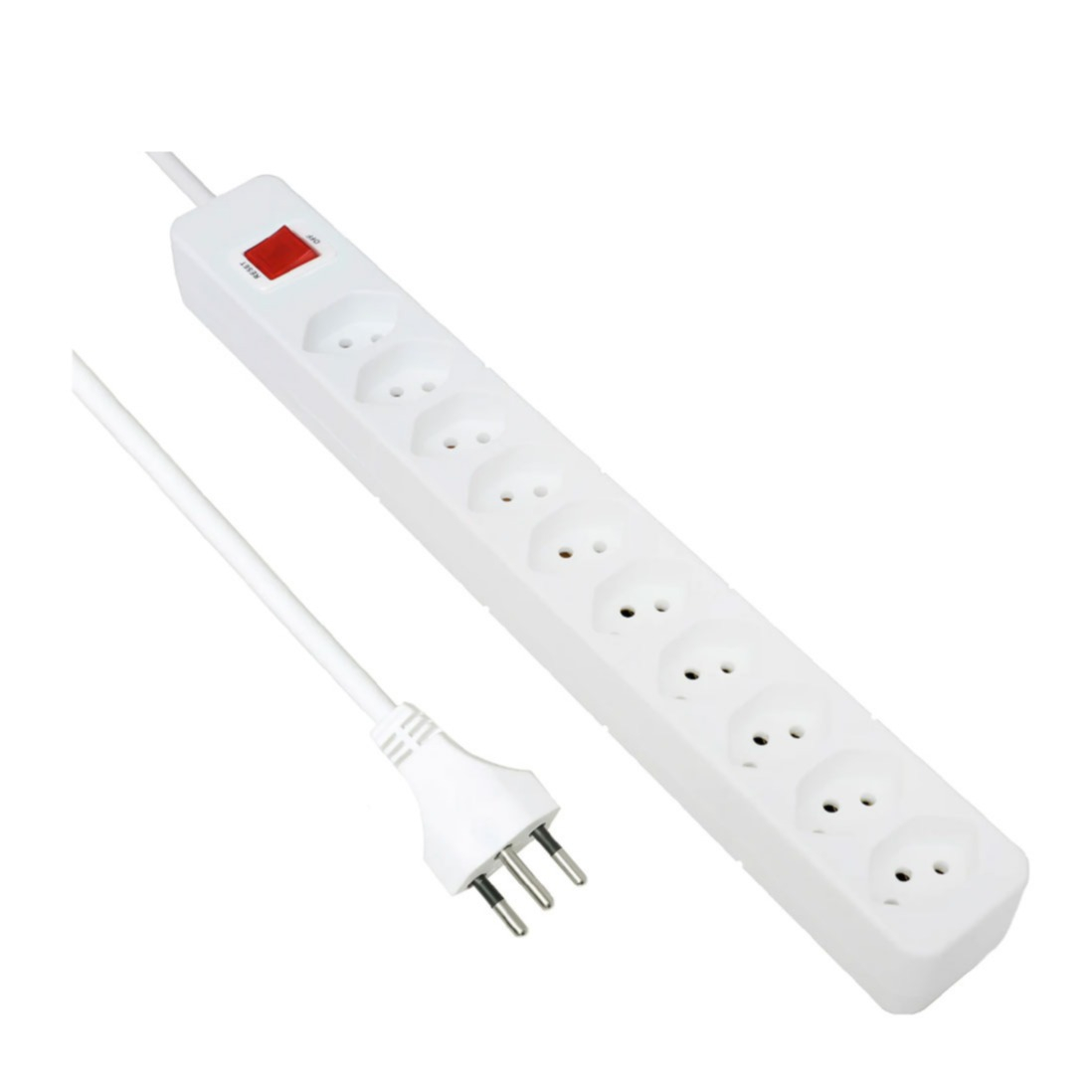 Image of Schönenberger Elektro - (3m) T13 Standard Line 10-fach Steckdosenleiste mit Schalter (06.130.10.3WS) - Weiss bei Apfelkiste.ch