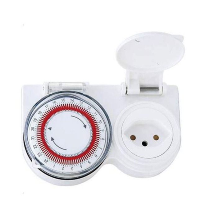 Image of Schönenberger Elektro - Outdoor Zeitschaltuhr Mechanische Tagesschaltuhr Steckdosen Adapter Schweiz 3-polig IP44 (04.5010) - Weiss bei Apfelkiste.ch