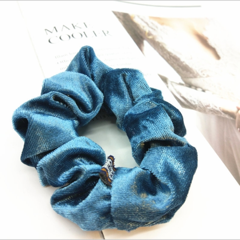 Image of (5er Set) Scrunchies Elastisches Samt Haargummi Haarband - Blau bei Apfelkiste.ch