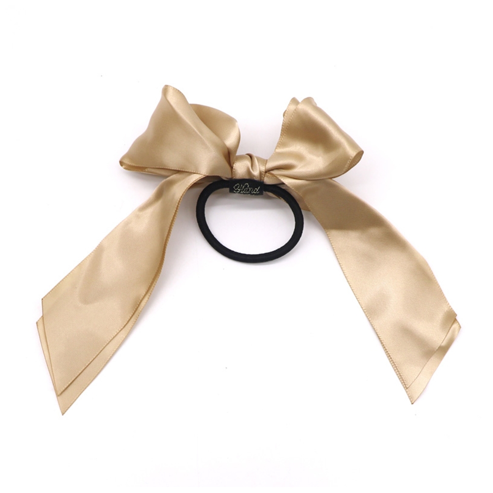 (3er Set) Scrunchies Elastischer Satin Haargummi Schleife Haarband - Gold