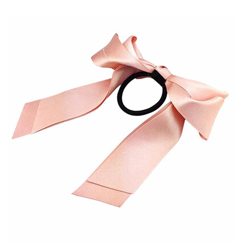 (3er Set) Scrunchies Elastischer Satin Haargummi Schleife Haarband - Rosa