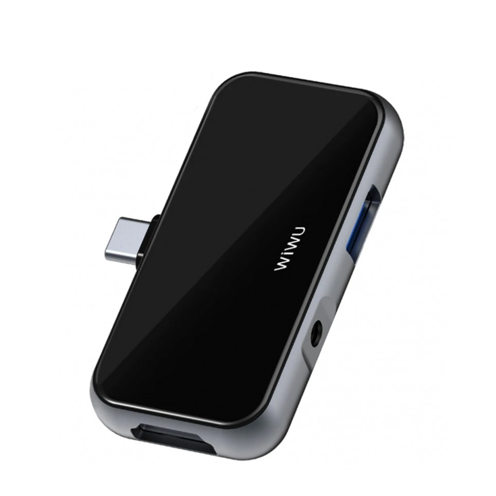 Image of Wiwu - USB C Multiport Adapter mit USB C (PD) / 4K HDMI / USB 3.0 / 3.5mm Klinke - Schwarz bei Apfelkiste.ch