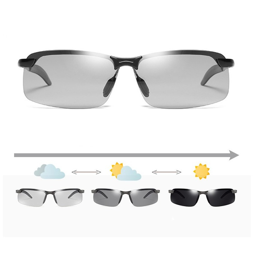 Image of Selbsttönende Polarisierte UV Sportbrille Photochromatische Fahrrad Sonnenbrille - Schwarz bei Apfelkiste.ch