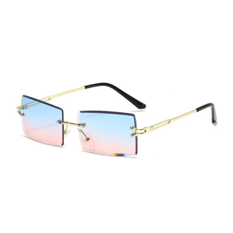 Image of UV400 Sonnenbrille ohne Rahmen Retro für Frauen - Rosa / Blau (Eckig) bei Apfelkiste.ch