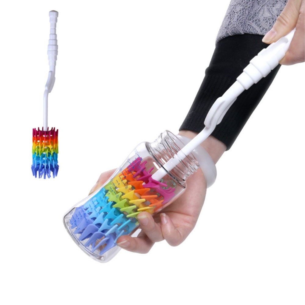 Silikon Baby Schoppen Flaschenbürste Fläschchen Reiniger 360° Drehbar (33cm) - Bunt