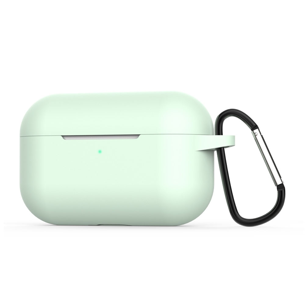 Image of AirPods Pro Silikon Case Schutzhülle Abdeckung mit Karabinerhaken - Hellgrün (Matt) bei Apfelkiste.ch
