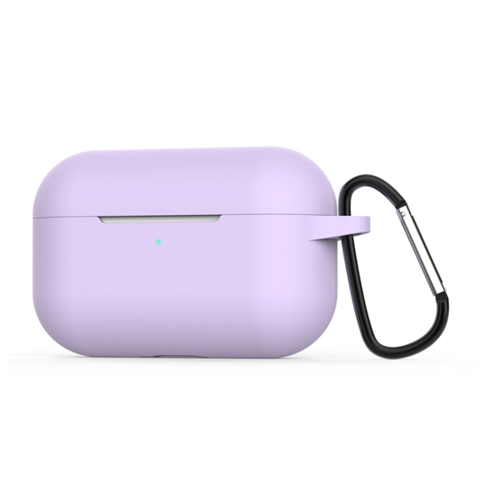 Image of AirPods Pro Silikon Case Schutzhülle Abdeckung mit Karabinerhaken - Lila (Matt) bei Apfelkiste.ch