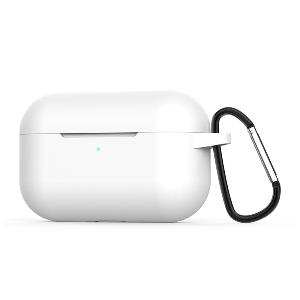 Image of AirPods Pro Silikon Case Schutzhülle Abdeckung mit Karabinerhaken - Weiss (Matt) bei Apfelkiste.ch