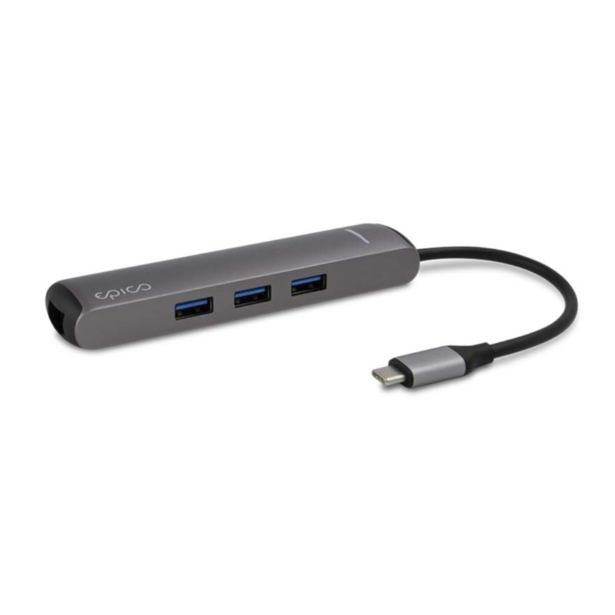 Image of Epico - USB C Multiport Adapter Slim mit USB C / 4K HDMI / 2x USB 3.0 / Gigabit Ethernet LAN (9915112100017) - Space Grey bei Apfelkiste.ch