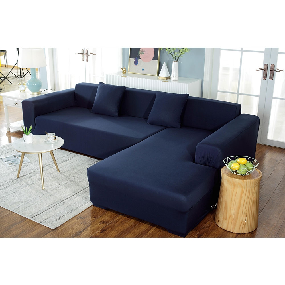 Stretch Sofa Schonbezug Elastischer Couch Überwurf Sofahusse Abdeckung (140-185cm) - Dunkelblau