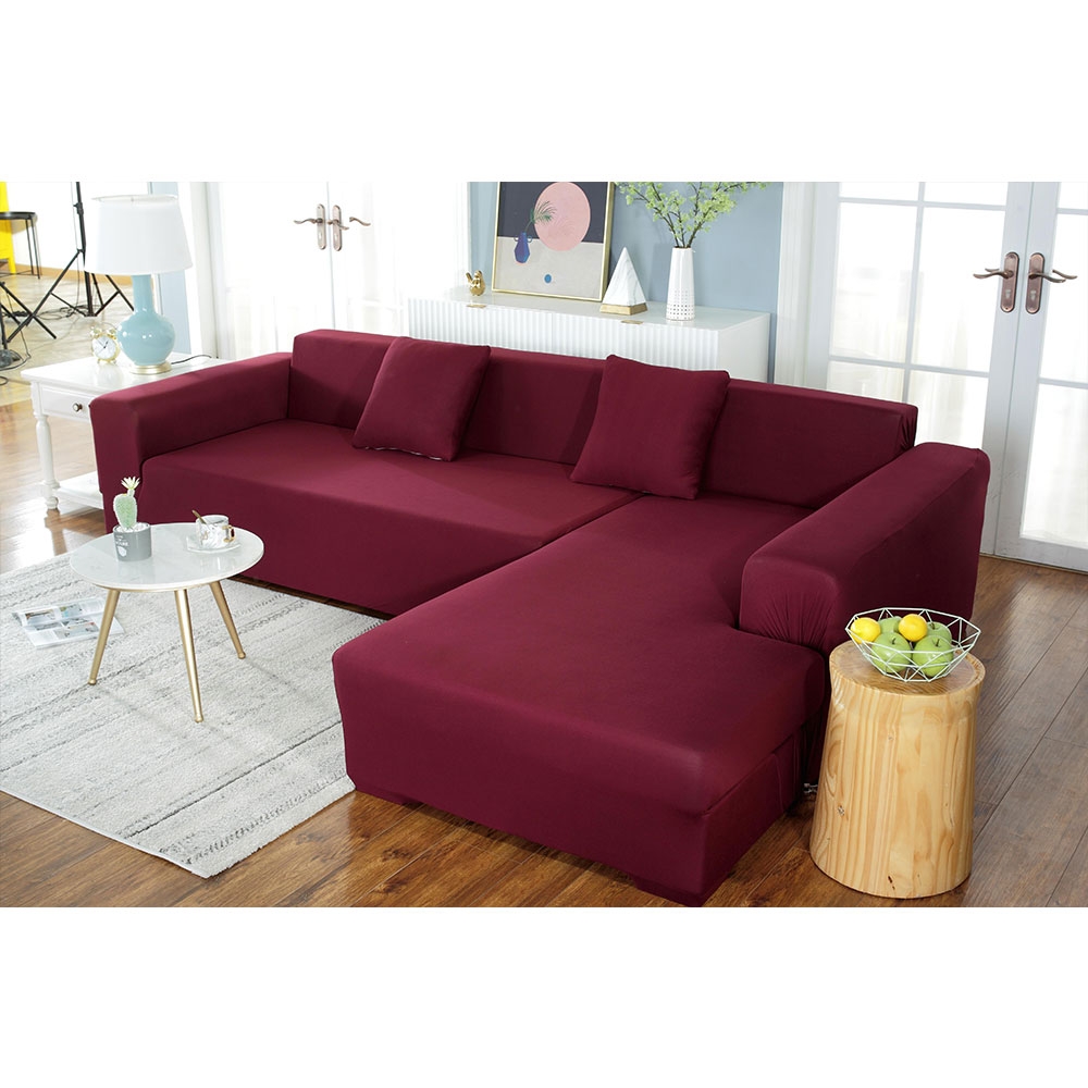 Stretch Sofa Schonbezug Elastischer Couch Überwurf Sofahusse Abdeckung (140-185cm) - Dunkelrot