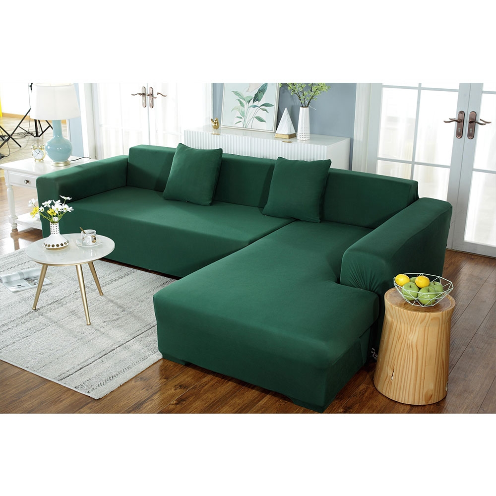 Stretch Sofa Schonbezug Elastischer Couch Überwurf Sofahusse Abdeckung (245-300cm) - Dunkelgrün
