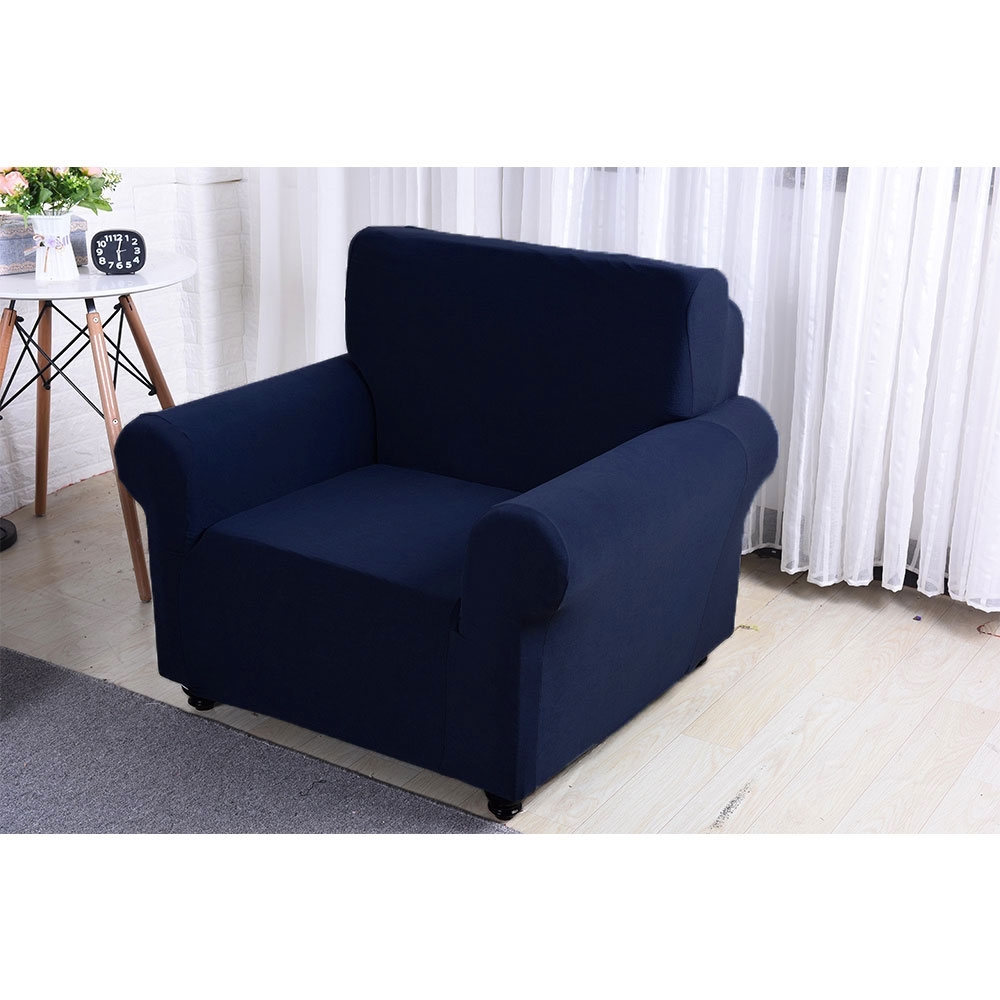 Stretch Sofa Schonbezug Elastischer Couch Überwurf Sofahusse Abdeckung (90-140cm) - Dunkelblau