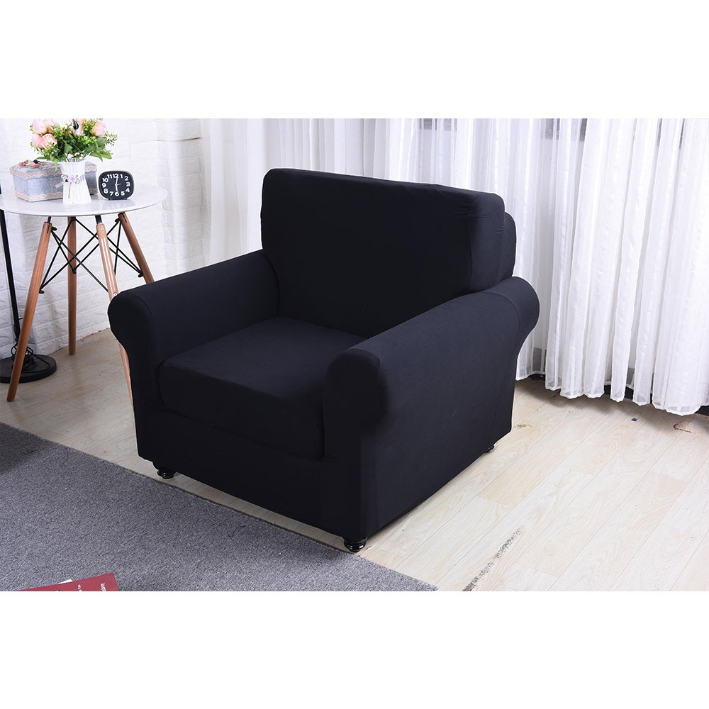 Stretch Sofa Schonbezug Elastischer Couch Überwurf Sofahusse Abdeckung (90-140cm) - Schwarz