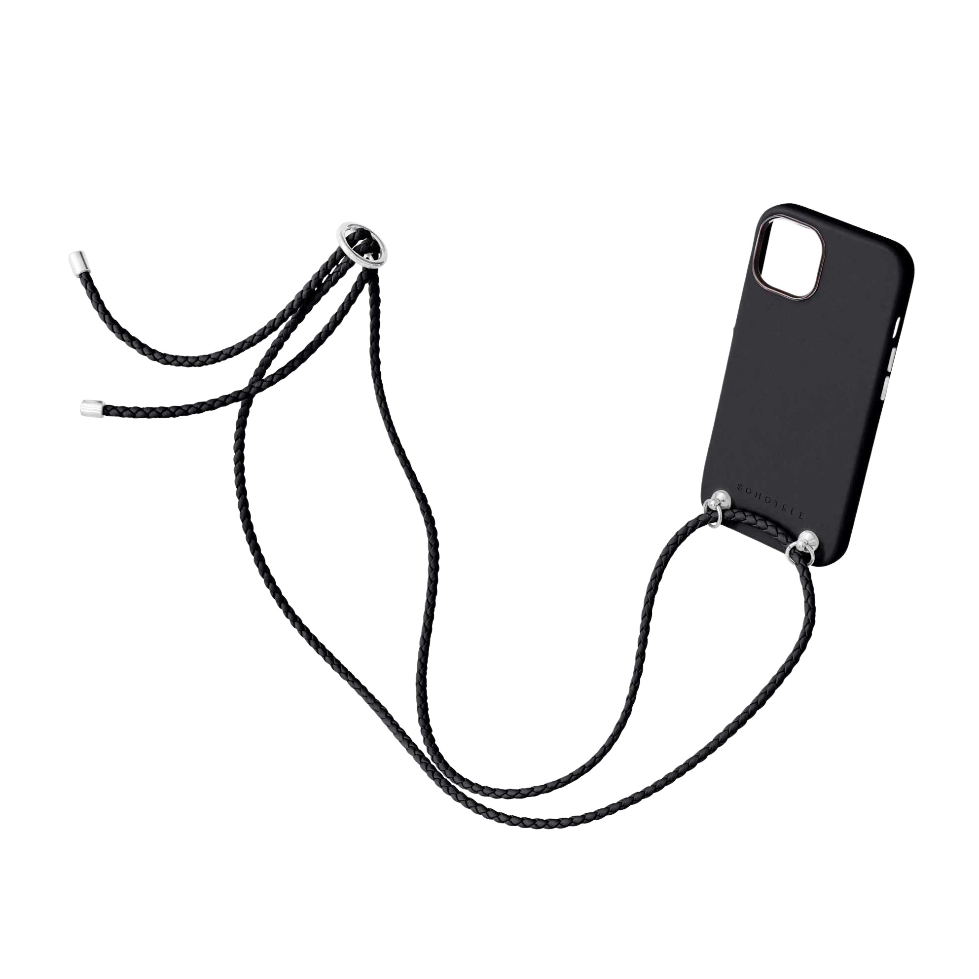 Image of Sohotree - (140cm) iPhone 13 Helios Necklace Handyhülle aus Veganem Apfelleder + Handykette - Black (Schwarz) bei Apfelkiste.ch