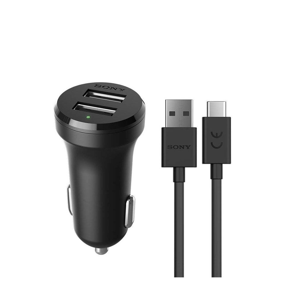 Image of Sony - AN430 Auto KFZ Dual USB Schnellladegerät (4.8A) + USB C Ladekabel (1m) (1308-3569) - Schwarz bei Apfelkiste.ch