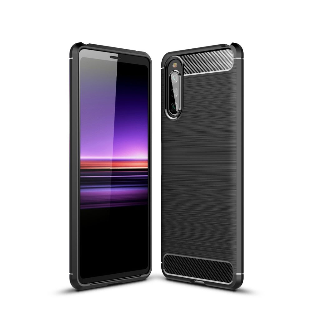 Image of Sony Xperia 10 II Gummi Case Schutzhülle Carbon Look - Schwarz bei Apfelkiste.ch
