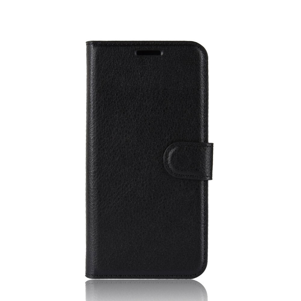 Sony Xperia 5 Leder Tasche Karten Etui Litchi Look - Schwarz