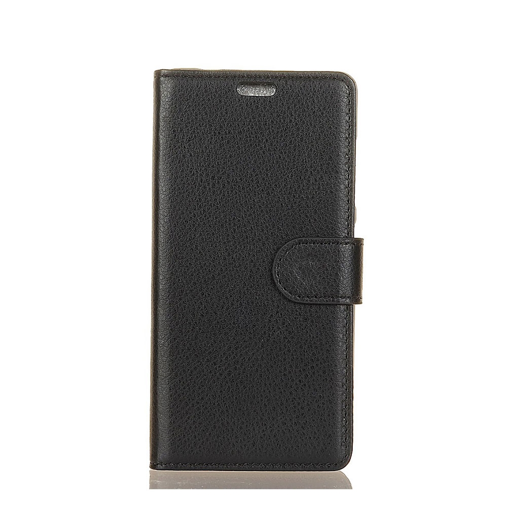 Image of Sony Xperia L3 Leder Tasche Flip Cover Litchi Look - Schwarz bei Apfelkiste.ch