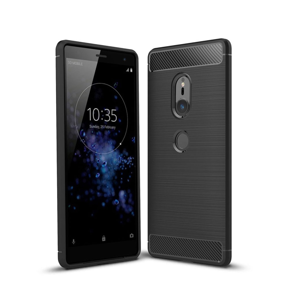 Image of Sony Xperia XZ2 Gummi Case Schutzhülle Carbon Look - Schwarz bei Apfelkiste.ch