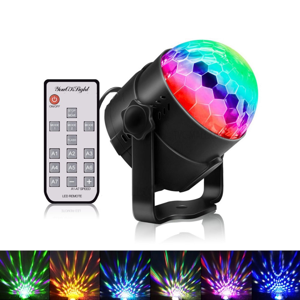Image of Soundgesteuerte 6W LED Discokugel Multicolor Partylicht mit Fernbedienung (RGB Farben) bei Apfelkiste.ch