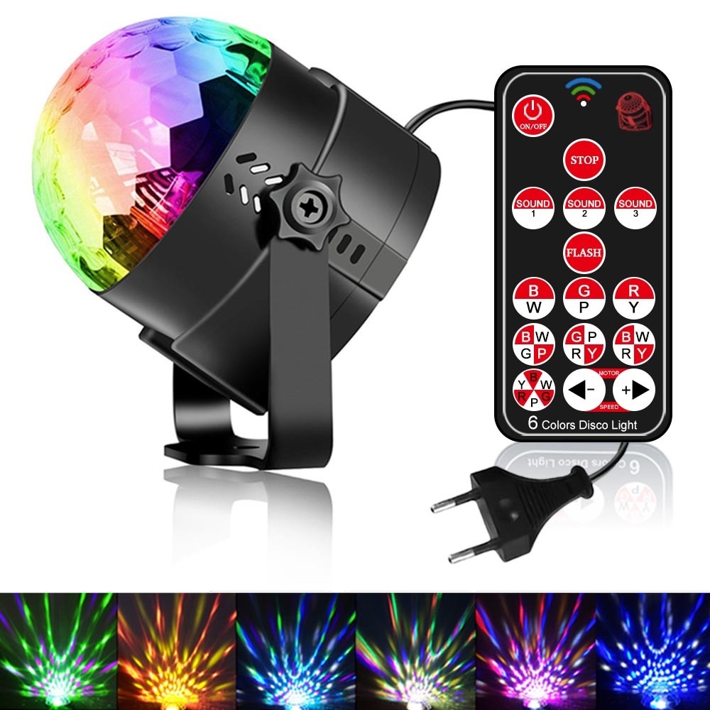 Soundgesteuerte 6W LED Discokugel Multicolor Partylicht mit Fernbedienung (RGB Farben)