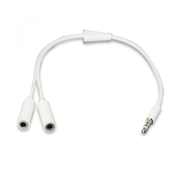 Image of (28cm) Y-Splitter 2 x Stereo Aux 3.5mm Kupplung Verlängerungskabel - Weiss bei Apfelkiste.ch