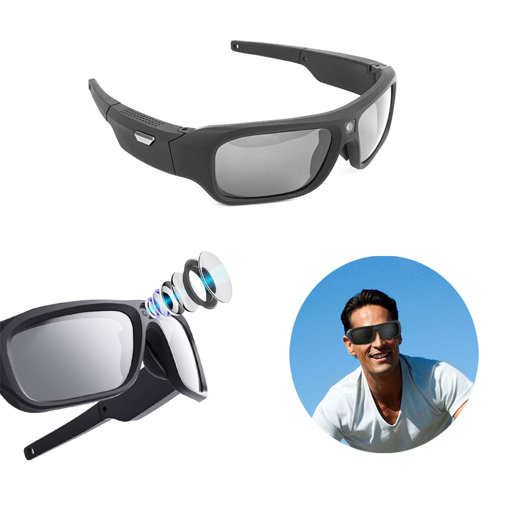 Image of Sport Sonnenbrille Outdoor Brille mit Action 2K Video Kamera mit Micro SD Kartenslot - Schwarz bei Apfelkiste.ch