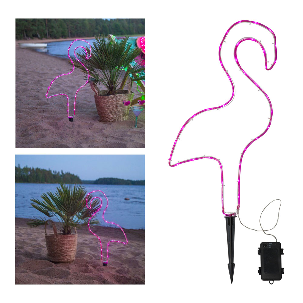Image of StarTrading - (61x31cm) Flamingo LED Deko Licht Neon Gartenbeleuchtung IP44 (Batteriebetrieben) - Pink bei Apfelkiste.ch