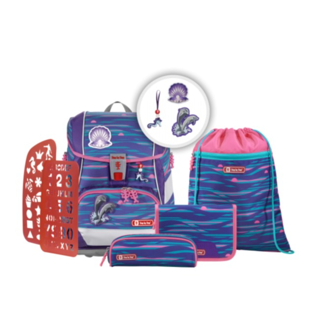 Image of Step by Step - 2in1 Plus Schulranzen Set Kinder Schulrucksack (00183740) - Shiny Dolphins bei Apfelkiste.ch