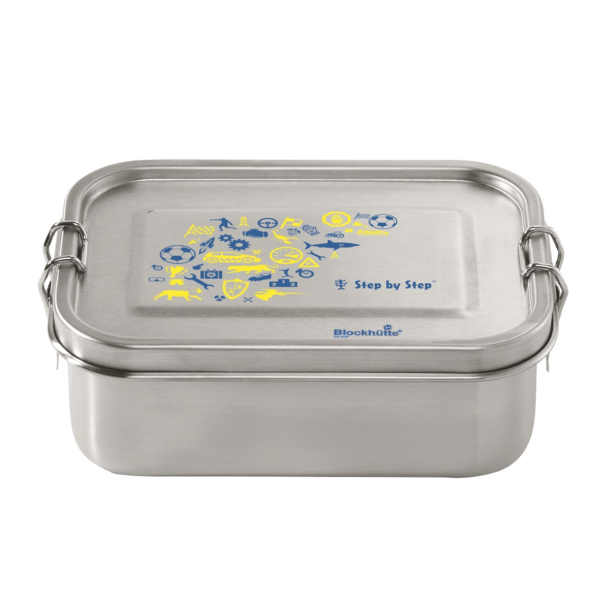 Image of Step by Step - (800ml) Edelstahl Lunch Box Auslaufsichere Brotdose mit Fächer (00124982) - Blue & Yellow bei Apfelkiste.ch
